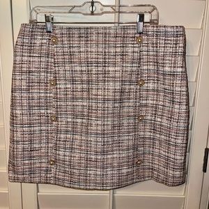 NWOT Pink Lilly-Lasting Goodbye Pink Button Front Tweed Skirt